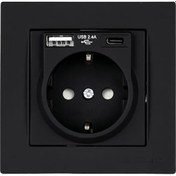 Resim Mutlusan Usb Type C Priz 2.4ah Karavan Usb Priz - Siyah-1006 