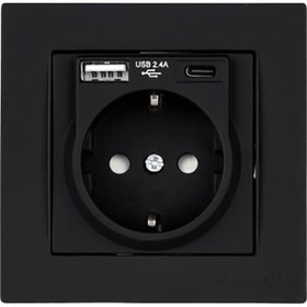 Resim Mutlusan Usb Type C Priz 2.4ah Karavan Usb Priz - Siyah-1006 