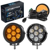 Resim Motosiklet Profesyonel Led Sis Farı Kiti Renk Kapaklı 100w Modlu Beyaz + Kapak İle Sarı Sis Farı 