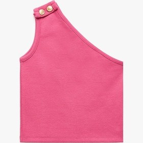 Resim Koton Pamuklu Tek Omuz Düğme Detaylı Crop Atlet Fuşya 5skg30089ak Fuşya 