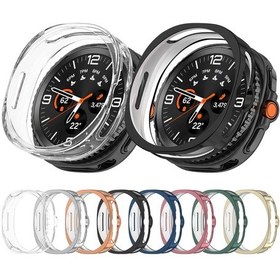 Resim Samsung Galaxy Uyumlu Watch Ultra 47mm / Ultra 2025 Yarım Kapsama İçi Boş Tpu Saat Koruyucu Kapak Elektroliz Pembe 