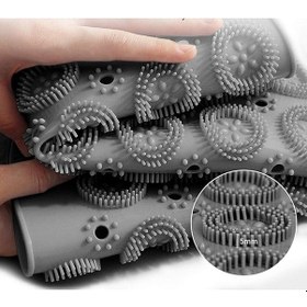 Resim Masajlı Silikon Banyo Paspası Vantuzlu Banyo Ve Duş Kaydırmazı Gri Renk Kaydırmaz Antrasit 