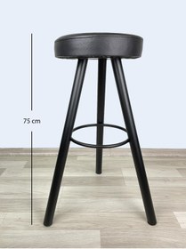 Resim İREM Banco Bar Sandalyesi, Bar Taburesi 75cm Siyah Ayak Siyah Deri Oturak 