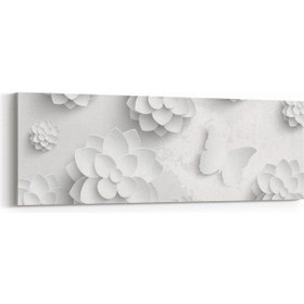Resim Olla 180x60 Cm 10460yı Beyaz Kabartma Görseli Yatay İnce Kanvas Tablo 