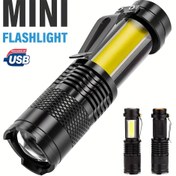 Resim 1 adet Mini El Feneri, LED Şarj Edilebilir Torch, Yan Işık Çalışma Lambası ile Süper Parlak, XPE + COB Boncukları ile Özellikli, Teleskopik Yakınlaştırma Desteği, Kalem Klipsi ile, Keşfetmek, Kamp, Yürüyüş, İş, Balıkçılık, Acil Durumlar için 