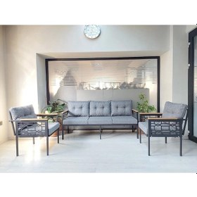 Resim İnci Balkon-bahçe-kafe Çay Seti Koltuk Oturma Takımı-oturma Grubu Çstakımlazer Gri 
