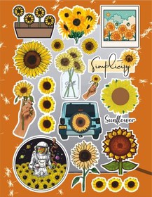 Resim Ayçiçeği Sticker Seti Laptop Ajanda Pc Tablet Telefon Defter Etiket Bullet Journal Diğer 