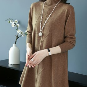 Resim Şık Yüksek Yaka Uzun Kollu Örgü Kazak Kadınlar için, Düz Renk, Polyester, Sonbahar/Kış için 