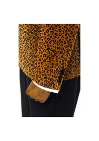 Resim Wessi Leopar Desenli Slim Fit Dik Yaka Sarı Erkek Balo Ceket Sarı 