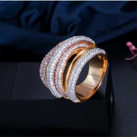 Resim TMD AKSESUAR Rose Gold Silver Zirkon Taşlı Üç Boyutlu Sarman Yüzük 