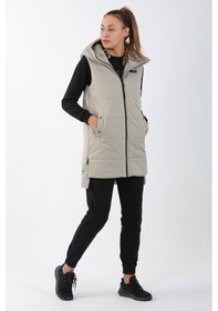 Resim Maraton Sportswear Comfort Kadın Kapşonlu Kolsuz Basic Gümüş Gri Yelek 21402-gümüş Gri Gümüş 