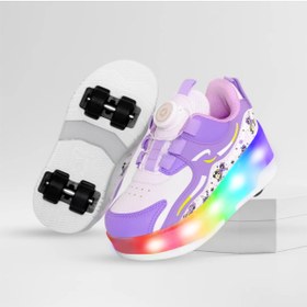 Resim ROCKY SPORT Nils Kız Çocuk Patenli, Işıklı Rahat Mor Spor Ayakkabı&Sneaker | 4 Teker Kaykay Ayakkabı 