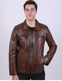 Resim New Zaya Leather Erkek Açık Kahverengi Hakiki Deri Ceket (466897737) Açık Kahverengi 