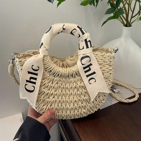 Resim Şık Wo Çanta, El Çantası, Dikey Çanta, Örgü Plaj Çantası, Deniz Kenarı, Çizilmeye Dayanıklı Malzeme, Alışveriş, Buluşma, Dışarı Çıkma, İşe Gidiş Geliş İçin Uygun, Zarif Basit Günlük Bayanlar Tote Çantası Harfli Eşarp Dekorasyonlu 