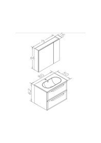 Resim Orka Nuvola 80 Cm Mdf Gri Banyo Dolabı Alt Modül Ve Lavabo Gri 