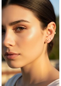 Resim 14 Ayar Altın Piercing Tragus Küpe T010 