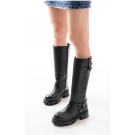 Resim 868-3026 Siyah Toka Aksesuarlı Fermuarlı Günlük Kadın Çizme Çok Renkli 