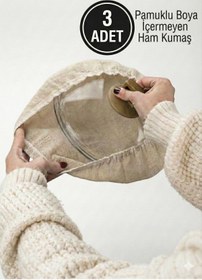 Resim MiniStand Pamuklu Doğal Ham Kumaş Pilav Demleme Örtüsü Demlematik Seti 3'lü 