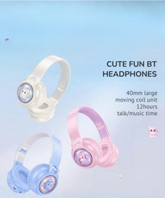 Resim Fuchsia W550 Cute Fun BT RGB Kablosuz Kafaüstü Kulaklık 