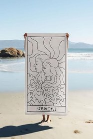 Resim Dijital Baskı Plaj Deniz Havlusu İkizler Burcu Desenli Peştamal HVL0050 