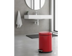 Resim Vinoks Premium Serisi 3 Litre Hacimli Paslanmaz Banyo-Mutfak Pedallı Çöp Kovası Kırmızı, 3 Litre 