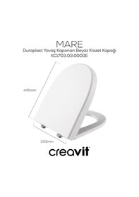 Resim Creavit Mare Duroplast Yavaş Kapanan Klozet Kapağı KC1703.02.0000E 