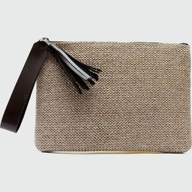 Resim Shule Bags Juno Püskül Detaylı Hasır Clutch Çanta Kahve Kahve 