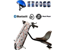 Resim Citymate Drift Car Bluetooth Hoparlörlü Graffiti Desenli Drift Scooter Kask-Dizlik Seti Hediyeli 