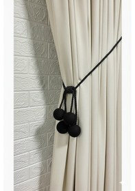 Resim Modern Sarım 4 Toplu Braçol Kornişe Takmatik Ipli Tavan Perde Aksesuarı Siyah 