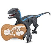 Resim Sesli ve Yürüyen Hareketli Velociraptor Dinozor Gri 