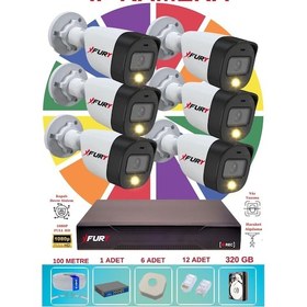Resim Fury 6 Lı Ip Güvenlik Kamera Seti Sesli 4mp Gece Renkli Su Geçirmez 5515s 320gb 