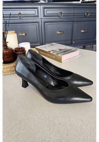 Resim 10 1896 Topukla Kadın Kadeh Topuklu 6 Cm Topuklu Stiletto Ayakkabı Siyah Deri 