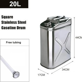 Resim Paslanmaz Çelik Benzin Bidonu Taşınabilir Yakıt Tankı Metal Benzin Bidonu 20 Lt 