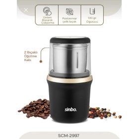 Resim Sinbo SCM-2997 Altın Kahve ve Baharat Öğütücü Paslanmaz Çelik Malzeme Türkiye Menşeli 