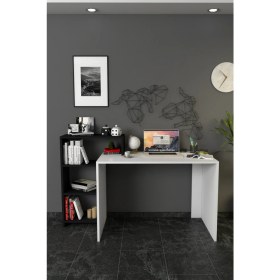 Resim Moonlife Ahsen Kitaplıklı Çalışma Masası Beyaz Siyah 