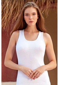 Resim Berrak 2037 Kadın Ribana Biyeli Kalın Askılı Atlet 6 Adet beyaz 