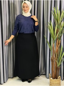 Resim Butik büyük beden Düz Krep Etek 