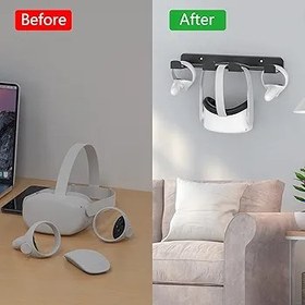 Resim HomeMount VR Wall Mount Storage Stand Hook-for Meta/Oculus Quest 2/Quest/Rift/Rift S/Valve Index/HTC Vive/HP Reverb G2/ Playstation VR Headsets, Gaming Controller Hanger Space Saving Black 