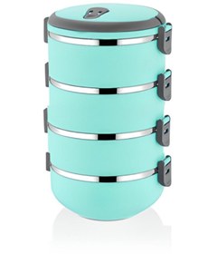 Resim Veliday Freshbox 4 Katlı Modern Sefer Tası Sızdırmaz Yemek Termosu Turkuaz 2.4 Litre Hacimli 