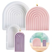 Resim Geometrik Gökkuşağı Mum Kalıbı - U-Şekilli Silikon Reçine Kalıbı, Soyut Bina Sanatı İçin İdeal, Mum Yapımı İçin İdeal, Sanatsal Mum Tasarımı|Soyut Tasarım|Dayanıklı Silikon Kalıp, Mum Yapımı Malzemeleri 