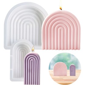 Resim Geometrik Gökkuşağı Mum Kalıbı - U-Şekilli Silikon Reçine Kalıbı, Soyut Bina Sanatı İçin İdeal, Mum Yapımı İçin İdeal, Sanatsal Mum Tasarımı|Soyut Tasarım|Dayanıklı Silikon Kalıp, Mum Yapımı Malzemeleri 