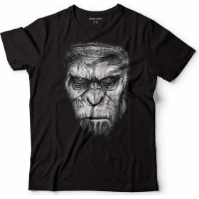 Resim Kendim Seçtim Maymunlar Cehennemi Caesar Evrim Evolutıon Maymun War Planet Apes Çocuk Tişört Siyah 