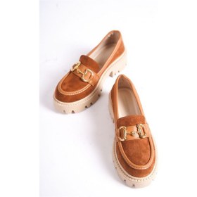 Resim Mubiano Mb1170-tb Kalın Taban Lüx Süet Tokalı Taba Kadın Kolej Loafer Taba 