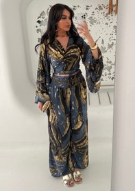Resim Sultana Takım-Lacivert ve Altın Desenli - One size 