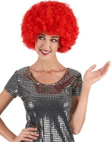 Resim Nessiworld Kırmızı Renk Kıvırcık Afro Bonus Peruk 