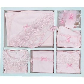 Resim Sitilin Kız Bebek Pembe Dantelli Lüks 10 Lu Hastane Çıkışı Set Stl5144 Beyaz 