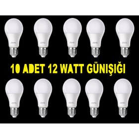 Resim nelerbulurum 10 Adet 220 Volt 12 Watt 850 Lümen Enerji Tasarruflu Led Ampul-12w Gün Işığı 32000k Led Lamba 
