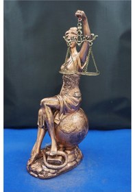 Resim Themis Adalet Tanrıçası Heykeli 34 Cm Dünya Üstünde Dekoratif Biblo, Ev & Ofis Aksesuarı Bakır 