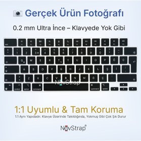 Resim Novstrap Apple MacBook Pro 16 İnç M5 Pro M5 Max A3428 A3429 İle Uyumlu Türkçe Q Siyah Klavye Koruyucu Kılıf 