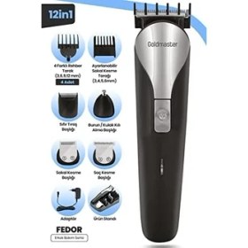 Resim Hype Store Goldmaster Fedor 120 Dakika Kullanım Süreli Li-Ion Bataryalı 12 In 1 Erkek Bakım Seti 